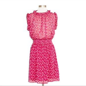 Maison d'Amelie Pink Floral Chiffon Ruffle Sleeveless Mini Dress